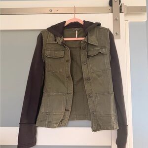 Free People Olive and Black Jean Jacket